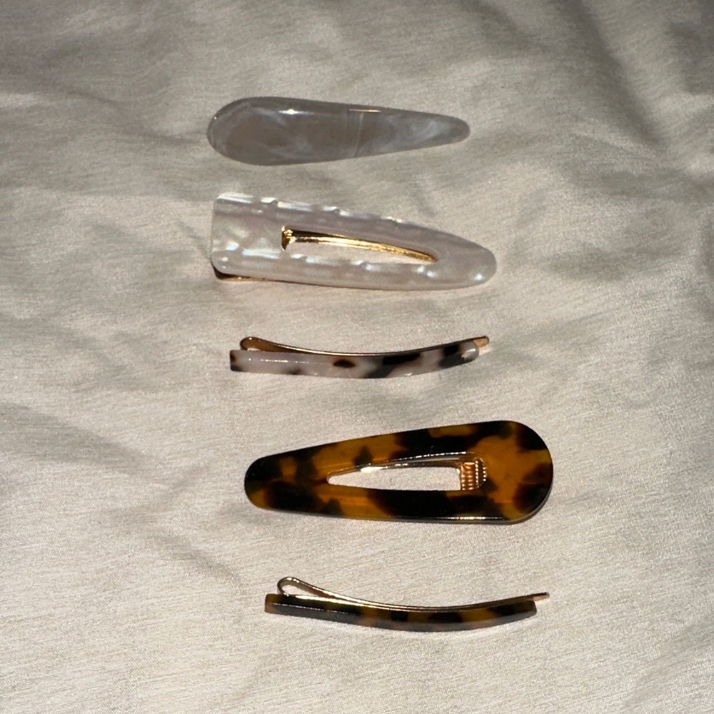 Set of Tortoise and Marble Hair Clips